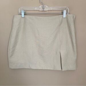 H&M Linen Blend Tan Mini Skirt